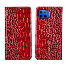 Custodia Portafoglio In Pelle Cover con Supporto L05 per Motorola Moto G 5G Plus Rosso