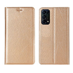 Custodia Portafoglio In Pelle Cover con Supporto L05 per Oppo Reno5 Pro 5G Oro