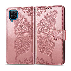 Custodia Portafoglio In Pelle Cover con Supporto L05 per Samsung Galaxy A12 Nacho Oro Rosa
