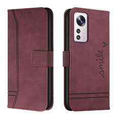 Custodia Portafoglio In Pelle Cover con Supporto L05 per Xiaomi Mi 12S 5G Rosso