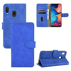 Custodia Portafoglio In Pelle Cover con Supporto L05Z per Samsung Galaxy A20 Blu