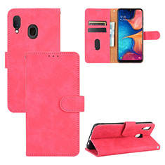 Custodia Portafoglio In Pelle Cover con Supporto L05Z per Samsung Galaxy A20 Rosa Caldo