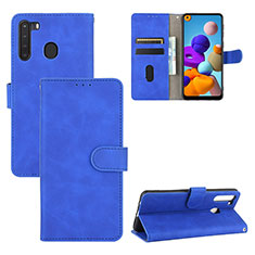Custodia Portafoglio In Pelle Cover con Supporto L05Z per Samsung Galaxy A21 Blu