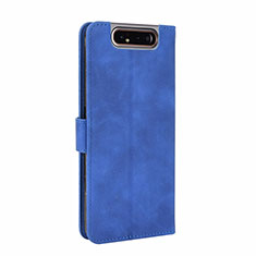 Custodia Portafoglio In Pelle Cover con Supporto L05Z per Samsung Galaxy A80 Blu