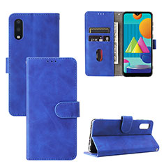 Custodia Portafoglio In Pelle Cover con Supporto L05Z per Samsung Galaxy M02 Blu