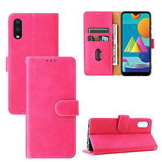 Custodia Portafoglio In Pelle Cover con Supporto L05Z per Samsung Galaxy M02 Rosa Caldo