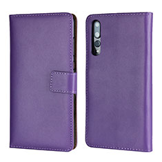 Custodia Portafoglio In Pelle Cover con Supporto L06 per Huawei P20 Pro Viola