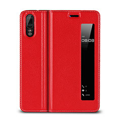 Custodia Portafoglio In Pelle Cover con Supporto L06 per Huawei P20 Rosso