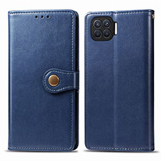 Custodia Portafoglio In Pelle Cover con Supporto L06 per Oppo F17 Pro Blu