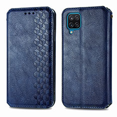 Custodia Portafoglio In Pelle Cover con Supporto L06 per Samsung Galaxy A12 Nacho Blu