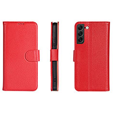 Custodia Portafoglio In Pelle Cover con Supporto L06 per Samsung Galaxy S21 FE 5G Rosso