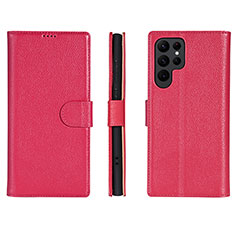Custodia Portafoglio In Pelle Cover con Supporto L06 per Samsung Galaxy S21 Ultra 5G Rosa Caldo