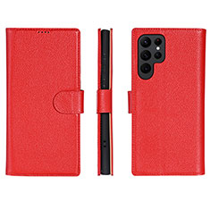 Custodia Portafoglio In Pelle Cover con Supporto L06 per Samsung Galaxy S21 Ultra 5G Rosso
