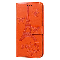 Custodia Portafoglio In Pelle Cover con Supporto L06 per Sony Xperia 8 Lite Arancione