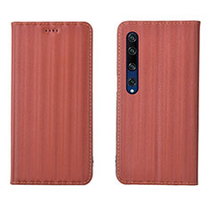 Custodia Portafoglio In Pelle Cover con Supporto L06 per Xiaomi Mi 10 Arancione
