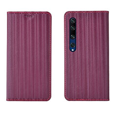 Custodia Portafoglio In Pelle Cover con Supporto L06 per Xiaomi Mi 10 Rosso Rosa