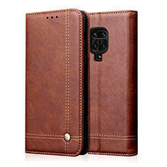 Custodia Portafoglio In Pelle Cover con Supporto L06 per Xiaomi Redmi Note 9 Pro Marrone