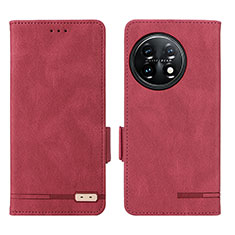 Custodia Portafoglio In Pelle Cover con Supporto L06Z per OnePlus 11 5G Rosso