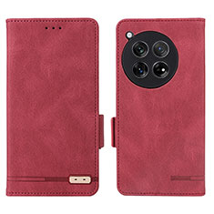 Custodia Portafoglio In Pelle Cover con Supporto L06Z per OnePlus 12 5G Rosso