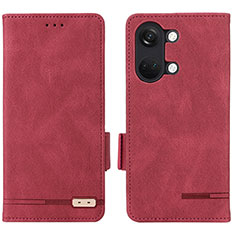 Custodia Portafoglio In Pelle Cover con Supporto L06Z per OnePlus Ace 2V 5G Rosso