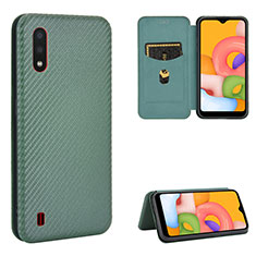 Custodia Portafoglio In Pelle Cover con Supporto L06Z per Samsung Galaxy A01 SM-A015 Verde