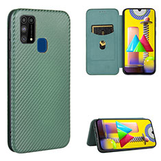 Custodia Portafoglio In Pelle Cover con Supporto L06Z per Samsung Galaxy M21s Verde