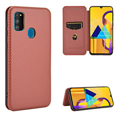 Custodia Portafoglio In Pelle Cover con Supporto L06Z per Samsung Galaxy M30s Marrone