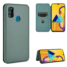 Custodia Portafoglio In Pelle Cover con Supporto L06Z per Samsung Galaxy M30s Verde