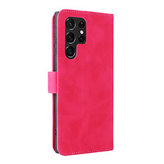 Custodia Portafoglio In Pelle Cover con Supporto L06Z per Samsung Galaxy S22 Ultra 5G Rosa Caldo