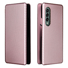 Custodia Portafoglio In Pelle Cover con Supporto L06Z per Samsung Galaxy Z Fold3 5G Oro Rosa