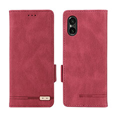 Custodia Portafoglio In Pelle Cover con Supporto L06Z per Sony Xperia 5 V Rosso