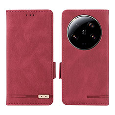 Custodia Portafoglio In Pelle Cover con Supporto L06Z per Xiaomi Mi 13 Ultra 5G Rosso
