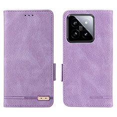 Custodia Portafoglio In Pelle Cover con Supporto L06Z per Xiaomi Mi 14 5G Viola