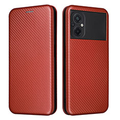 Custodia Portafoglio In Pelle Cover con Supporto L06Z per Xiaomi Poco M5 4G Marrone