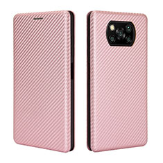 Custodia Portafoglio In Pelle Cover con Supporto L06Z per Xiaomi Poco X3 NFC Oro Rosa