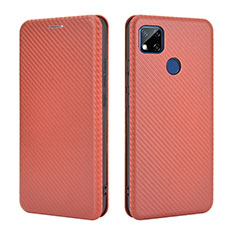 Custodia Portafoglio In Pelle Cover con Supporto L06Z per Xiaomi Redmi 9C NFC Marrone