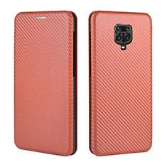 Custodia Portafoglio In Pelle Cover con Supporto L06Z per Xiaomi Redmi Note 9 Pro Marrone