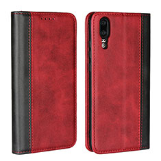 Custodia Portafoglio In Pelle Cover con Supporto L07 per Huawei P20 Rosso