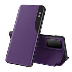 Custodia Portafoglio In Pelle Cover con Supporto L07 per Huawei Y7a Viola