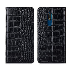 Custodia Portafoglio In Pelle Cover con Supporto L07 per Nokia C3 Nero