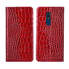Custodia Portafoglio In Pelle Cover con Supporto L07 per Nokia C3 Rosso