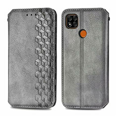 Custodia Portafoglio In Pelle Cover con Supporto L07 per Xiaomi Redmi 9C NFC Grigio