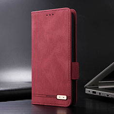 Custodia Portafoglio In Pelle Cover con Supporto L07Z per Huawei Honor X6a Rosso