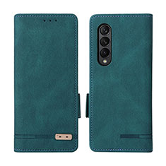 Custodia Portafoglio In Pelle Cover con Supporto L07Z per Samsung Galaxy Z Fold3 5G Verde