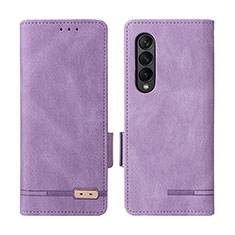 Custodia Portafoglio In Pelle Cover con Supporto L07Z per Samsung Galaxy Z Fold3 5G Viola