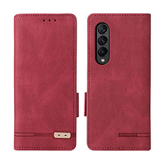 Custodia Portafoglio In Pelle Cover con Supporto L07Z per Samsung Galaxy Z Fold4 5G Rosso