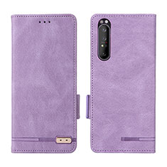 Custodia Portafoglio In Pelle Cover con Supporto L07Z per Sony Xperia 1 II Viola