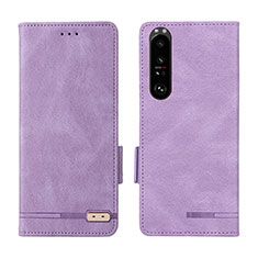 Custodia Portafoglio In Pelle Cover con Supporto L07Z per Sony Xperia 1 III Viola