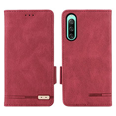 Custodia Portafoglio In Pelle Cover con Supporto L07Z per Sony Xperia 10 IV Rosso