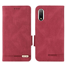 Custodia Portafoglio In Pelle Cover con Supporto L07Z per Sony Xperia Ace III Rosso